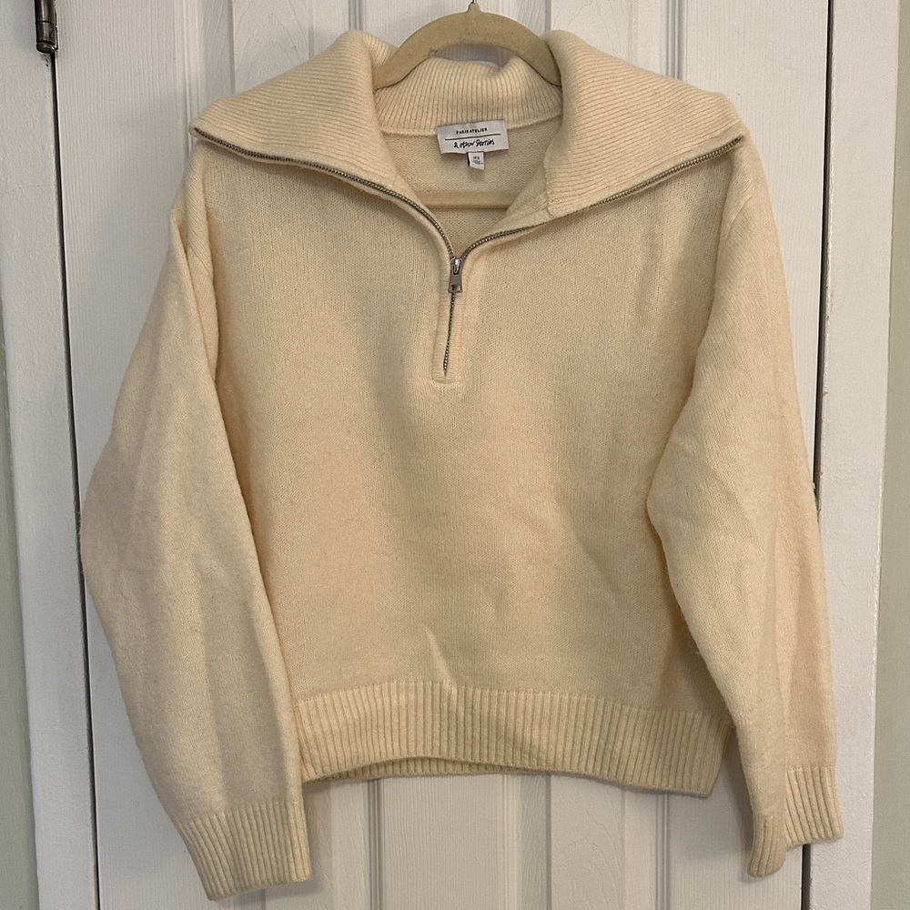 & Other Stories Beige Zip-Up Sweater